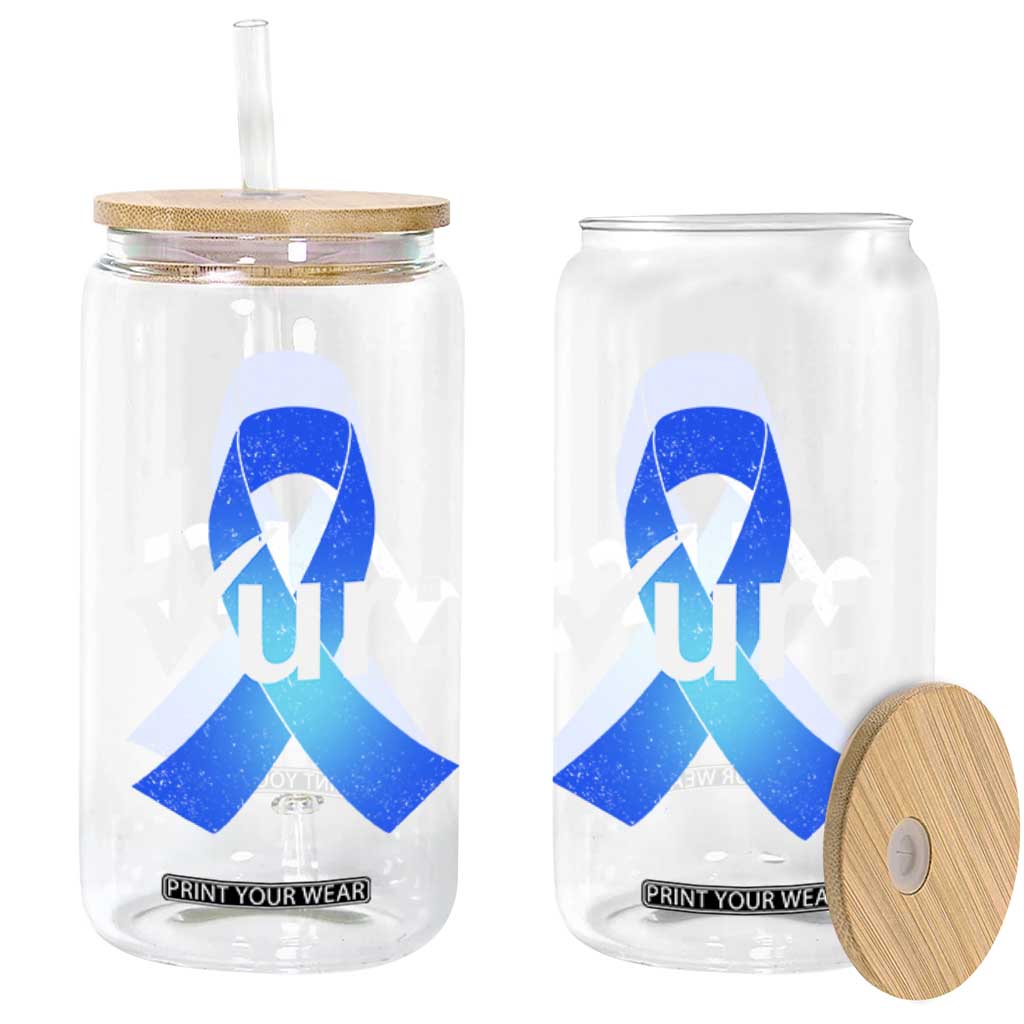 Colon Cancer Awareness Glass Can Blue Ribbon Colonoscopy Colorectal TS10 Print Your Wear