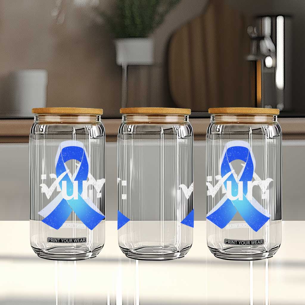 Colon Cancer Awareness Glass Can Blue Ribbon Colonoscopy Colorectal TS10 Print Your Wear