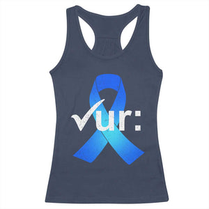 Colon Cancer Awareness Racerback Tank Top Blue Ribbon Colonoscopy Colorectal TS10 Navy Print Your Wear