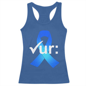 Colon Cancer Awareness Racerback Tank Top Blue Ribbon Colonoscopy Colorectal TS10 Royal Blue Print Your Wear