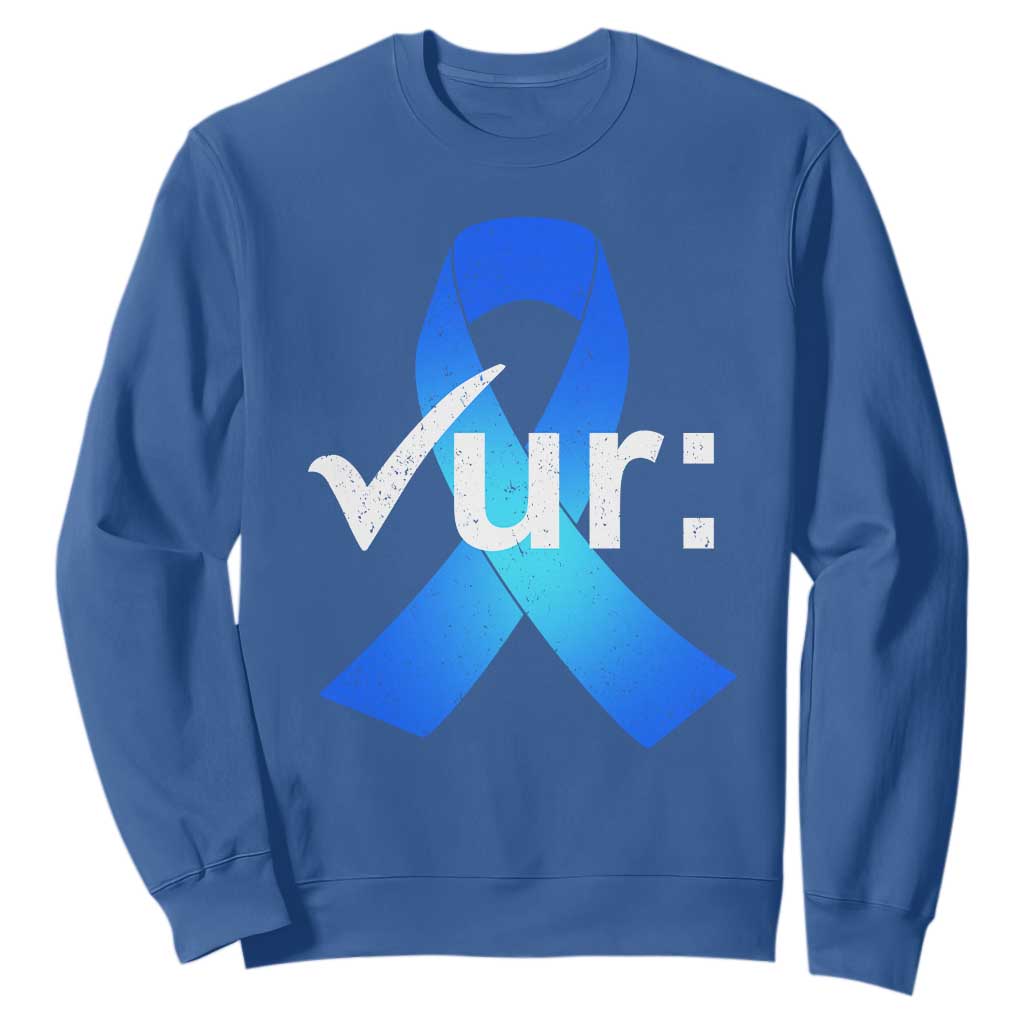 Colon Cancer Awareness Sweatshirt Blue Ribbon Colonoscopy Colorectal TS10 Royal Blue Print Your Wear