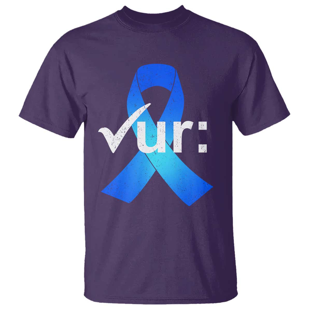 Colon Cancer Awareness T Shirt - Blue Ribbon Colonoscopy Colorectal Cancer Support Tee TS10 Purple Print Your Wear