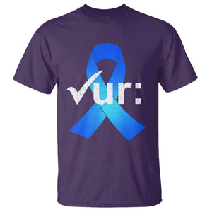 Colon Cancer Awareness T Shirt - Blue Ribbon Colonoscopy Colorectal Cancer Support Tee TS10 Purple Print Your Wear