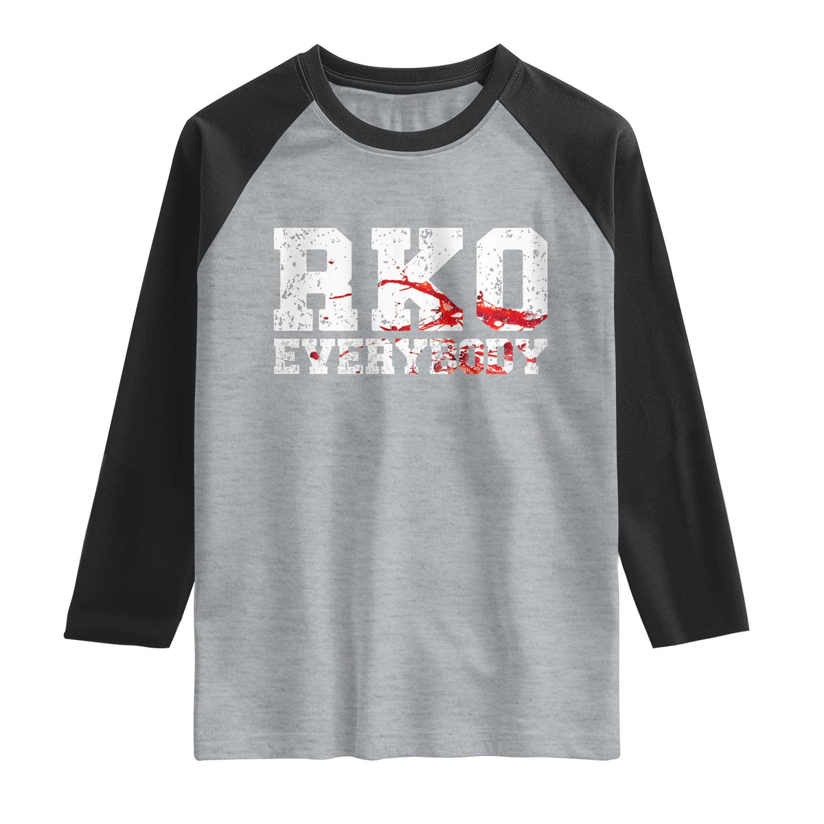 RKO Everybody Blood Raglan Shirt TS10 Heather Gray Black Print Your Wear
