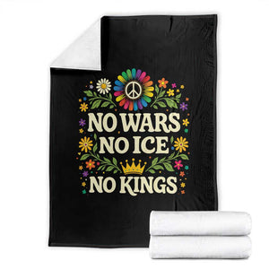 No Wars No ICE No Kings Throw Blanket Floral Resist Anti War Protest TS10 Black Print Your Wear