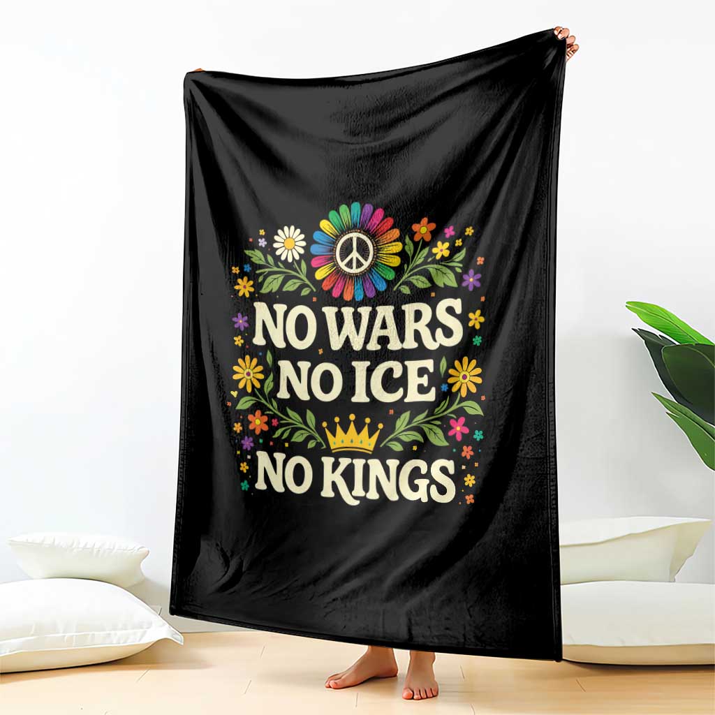 No Wars No ICE No Kings Throw Blanket Floral Resist Anti War Protest TS10 Print Your Wear