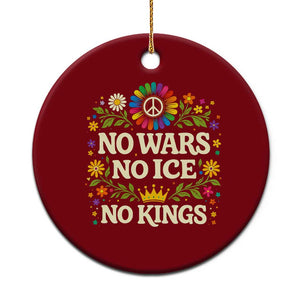 No Wars No ICE No Kings Ceramic Ornament Floral Resist Anti War Protest TS10 1pc Red Print Your Wear