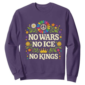No Wars No ICE No Kings Sweatshirt Floral Resist Anti War Protest TS10 Purple Print Your Wear