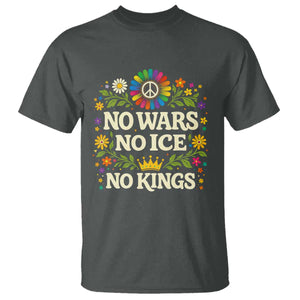 No Wars No ICE No Kings T Shirt Floral Resist Anti War Protest TS10 Dark Heather Print Your Wear