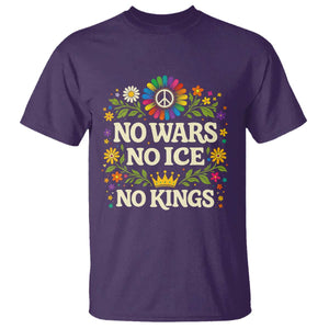 No Wars No ICE No Kings T Shirt Floral Resist Anti War Protest TS10 Purple Print Your Wear