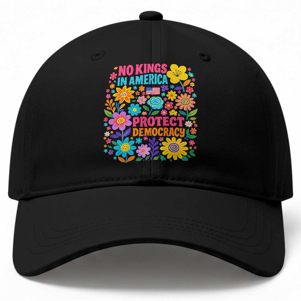 No Kings In America Protest Democraty Baseball Cap Floral Resist TS10 Print Your Wear