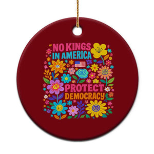 No Kings In America Protest Democraty Ceramic Ornament Floral Resist TS10 1pc Red Print Your Wear
