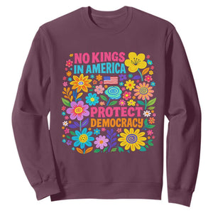 No Kings In America Protest Democraty Sweatshirt Floral Resist TS10 Maroon Print Your Wear