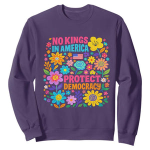 No Kings In America Protest Democraty Sweatshirt Floral Resist TS10 Purple Print Your Wear