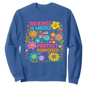 No Kings In America Protest Democraty Sweatshirt Floral Resist TS10 Royal Blue Print Your Wear