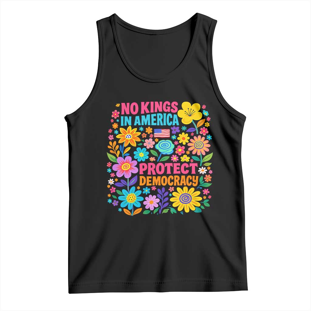 No Kings In America Protest Democraty Tank Top Floral Resist TS10 Black Print Your Wear