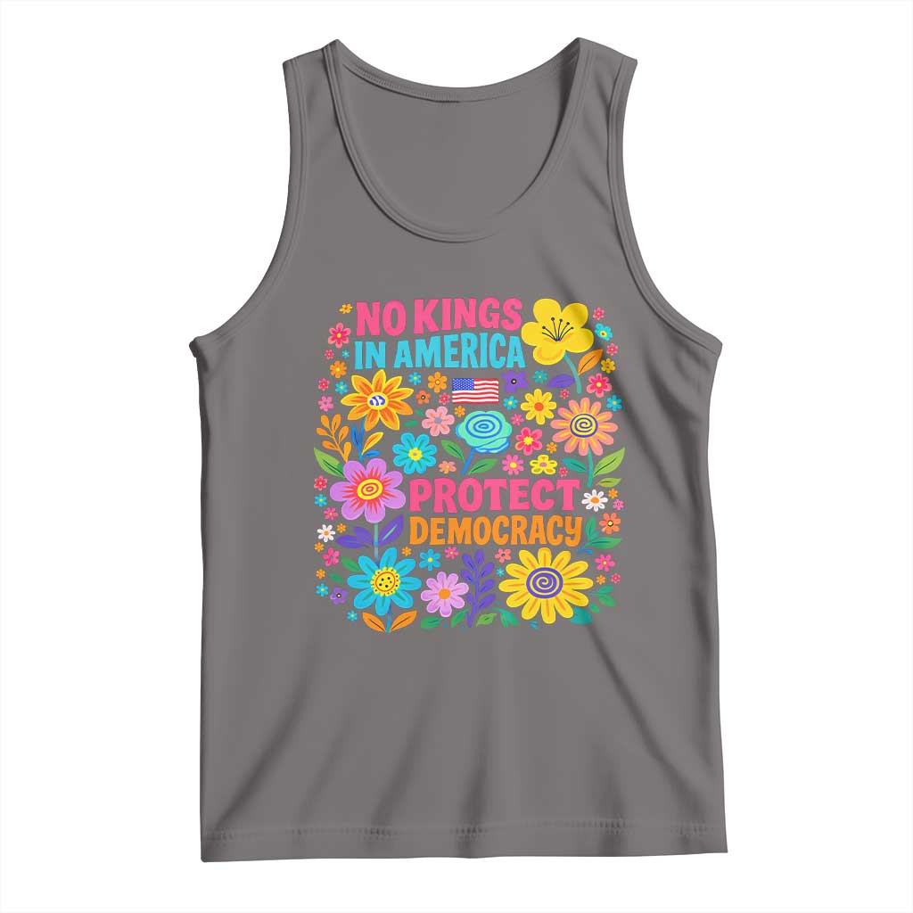 No Kings In America Protest Democraty Tank Top Floral Resist TS10 Deep Heather Print Your Wear