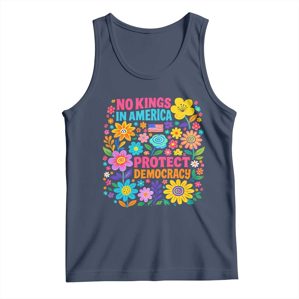 No Kings In America Protest Democraty Tank Top Floral Resist TS10 Navy Print Your Wear