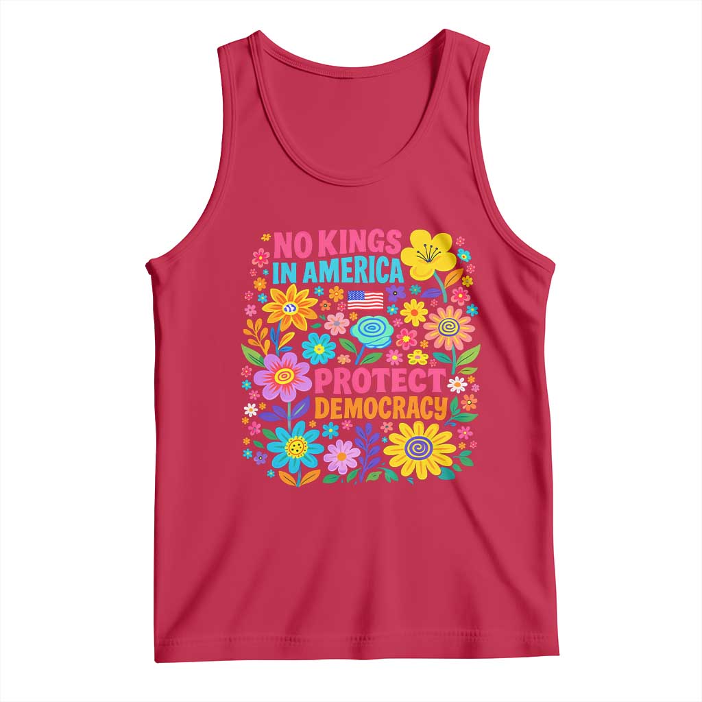 No Kings In America Protest Democraty Tank Top Floral Resist TS10 Red Print Your Wear