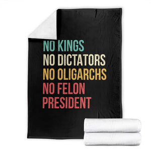 No Kings Throw Blanket Retro Resistance TS10 Black Print Your Wear