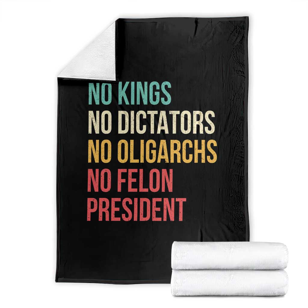 No Kings Throw Blanket Retro Resistance TS10 Black Print Your Wear