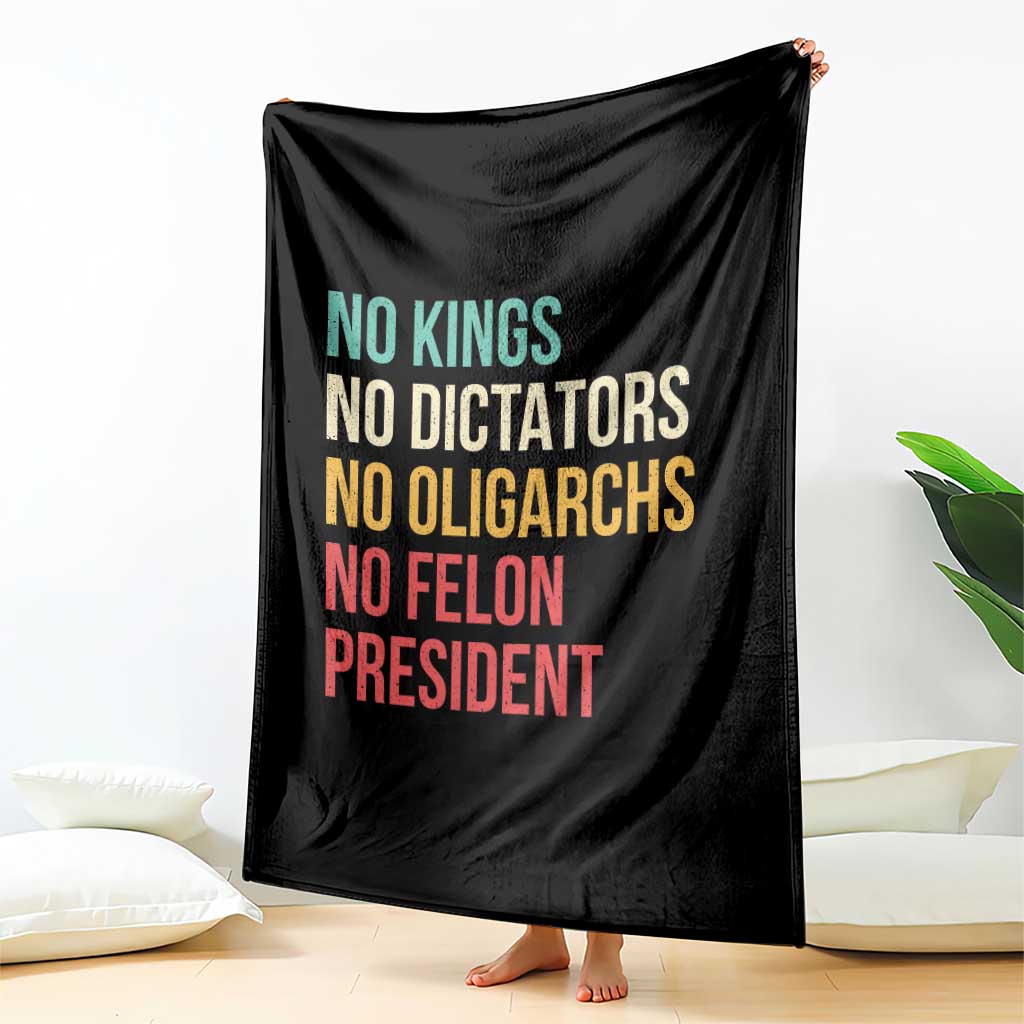 No Kings Throw Blanket Retro Resistance TS10 Print Your Wear