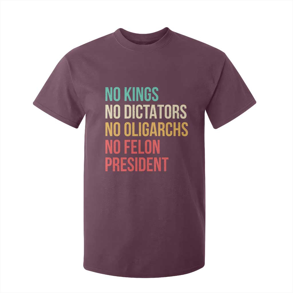 No Kings T Shirt For Kid Retro Resistance TS10 Maroon Print Your Wear