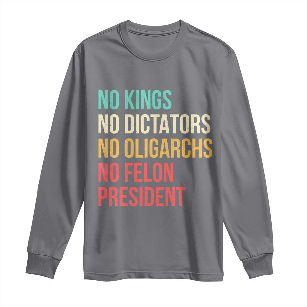 No Kings Long Sleeve Shirt Retro Resistance TS10 Charcoal Print Your Wear