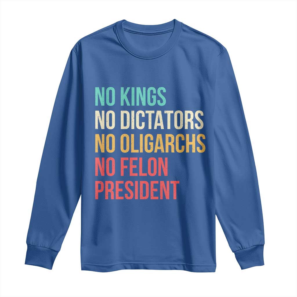 No Kings Long Sleeve Shirt Retro Resistance TS10 Royal Blue Print Your Wear
