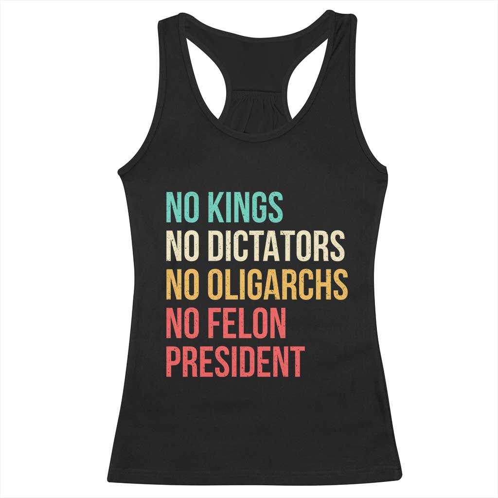 No Kings Racerback Tank Top Retro Resistance TS10 Black Print Your Wear