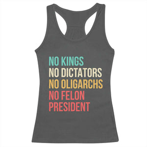 No Kings Racerback Tank Top Retro Resistance TS10 Dark Heather Print Your Wear