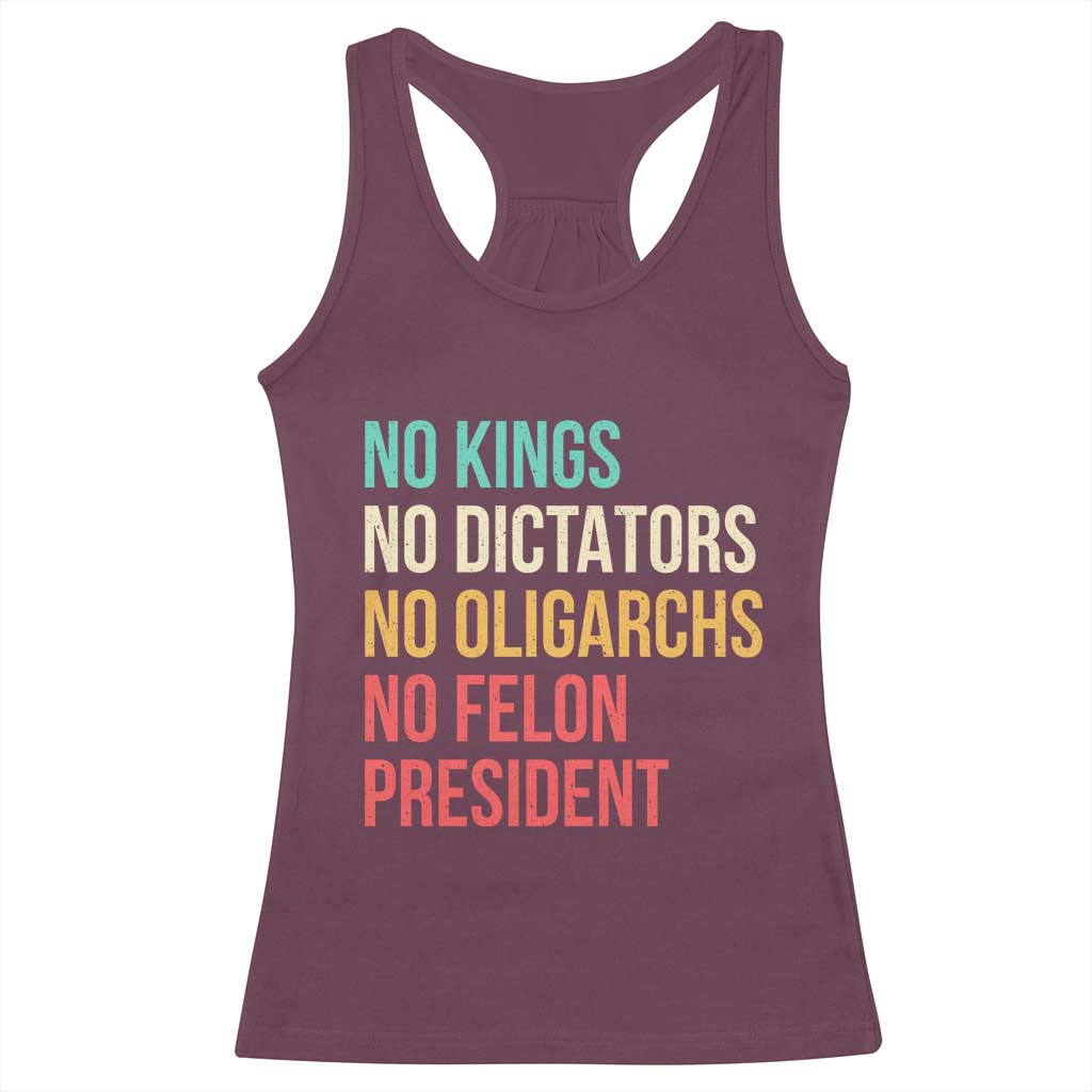 No Kings Racerback Tank Top Retro Resistance TS10 Maroon Print Your Wear