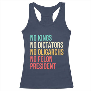 No Kings Racerback Tank Top Retro Resistance TS10 Navy Print Your Wear