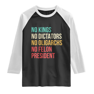 No Kings Raglan Shirt Retro Resistance TS10 Black White Print Your Wear