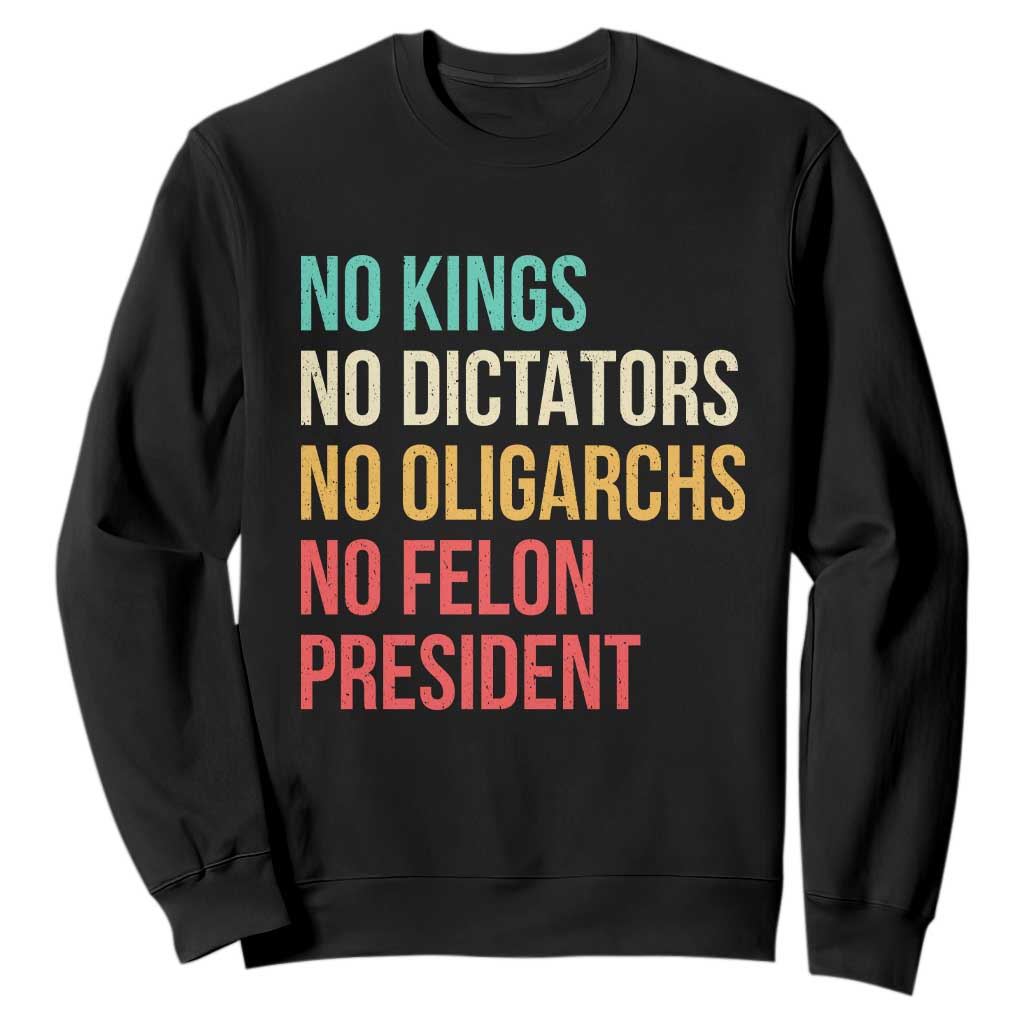 No Kings Sweatshirt Retro Resistance TS10 Black Print Your Wear