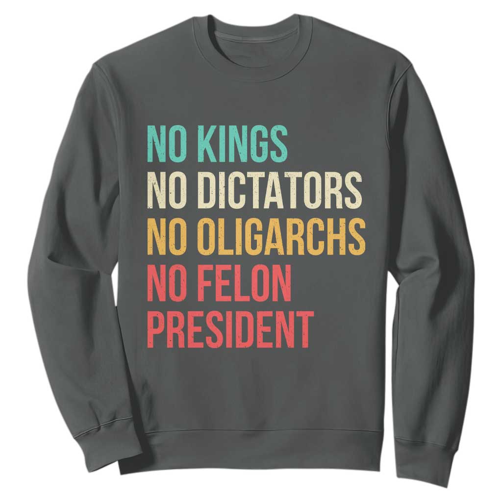 No Kings Sweatshirt Retro Resistance TS10 Dark Heather Print Your Wear
