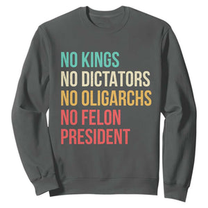 No Kings Sweatshirt Retro Resistance TS10 Dark Heather Print Your Wear