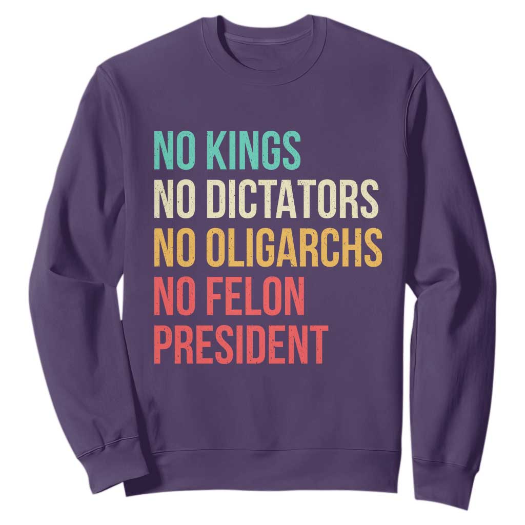 No Kings Sweatshirt Retro Resistance TS10 Purple Print Your Wear