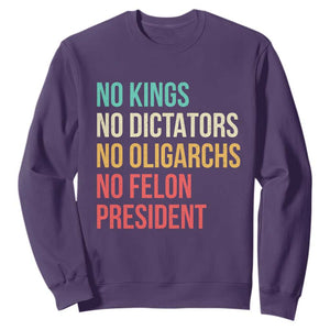 No Kings Sweatshirt Retro Resistance TS10 Purple Print Your Wear