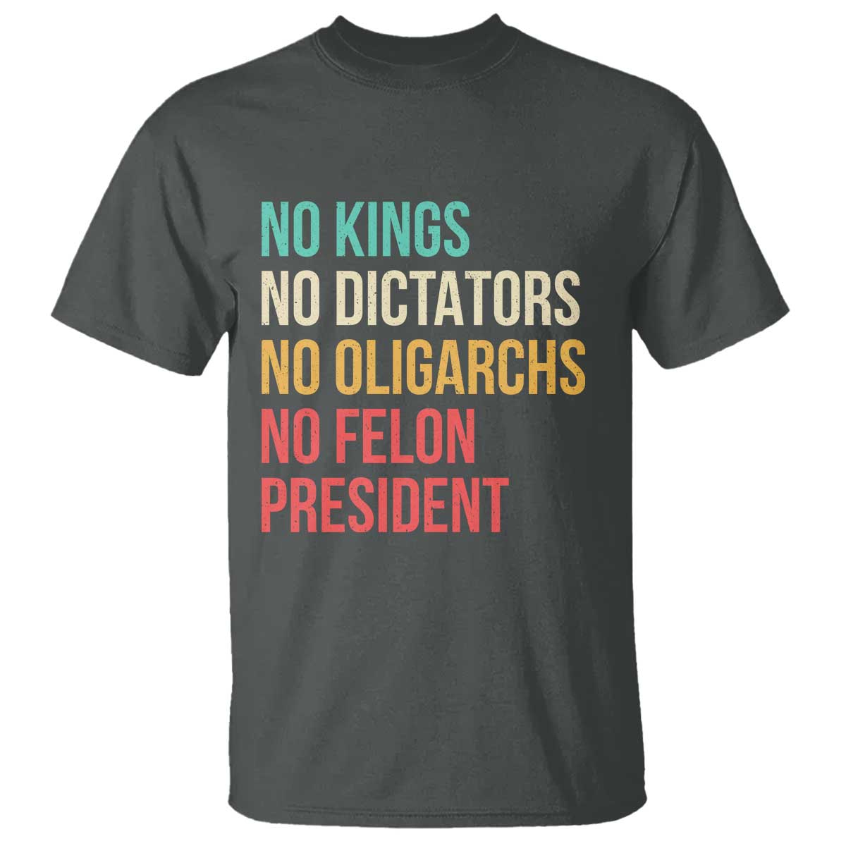 No Kings T Shirt Retro Resistance TS10 Dark Heather Print Your Wear