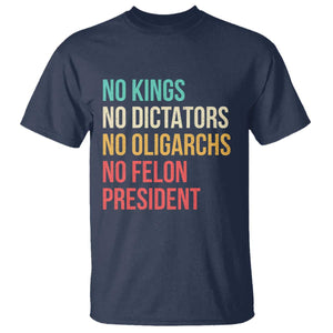 No Kings T Shirt Retro Resistance TS10 Navy Print Your Wear