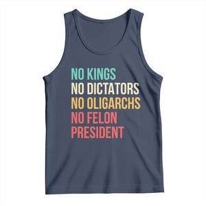 No Kings Tank Top Retro Resistance TS10 Navy Print Your Wear