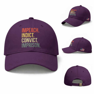 Impeach Indict Convict Imprison Baseball Cap Subtle FDT TS10 Baseball Cap Universal Fit Purple Print Your Wear