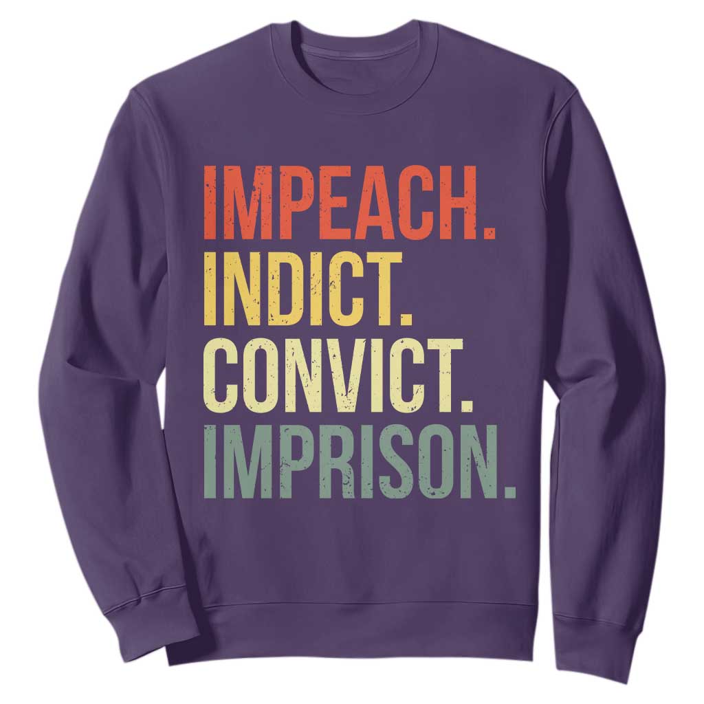 Impeach Indict Convict Imprison Sweatshirt Subtle FDT TS10 Purple Print Your Wear