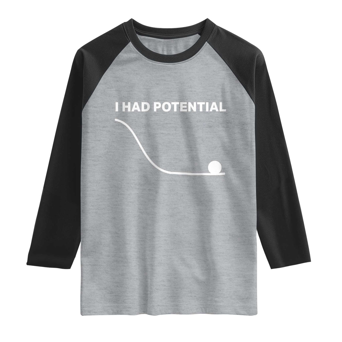 I Had Potential Raglan Shirt Funny Sci Fi TS10 Heather Gray Black Print Your Wear