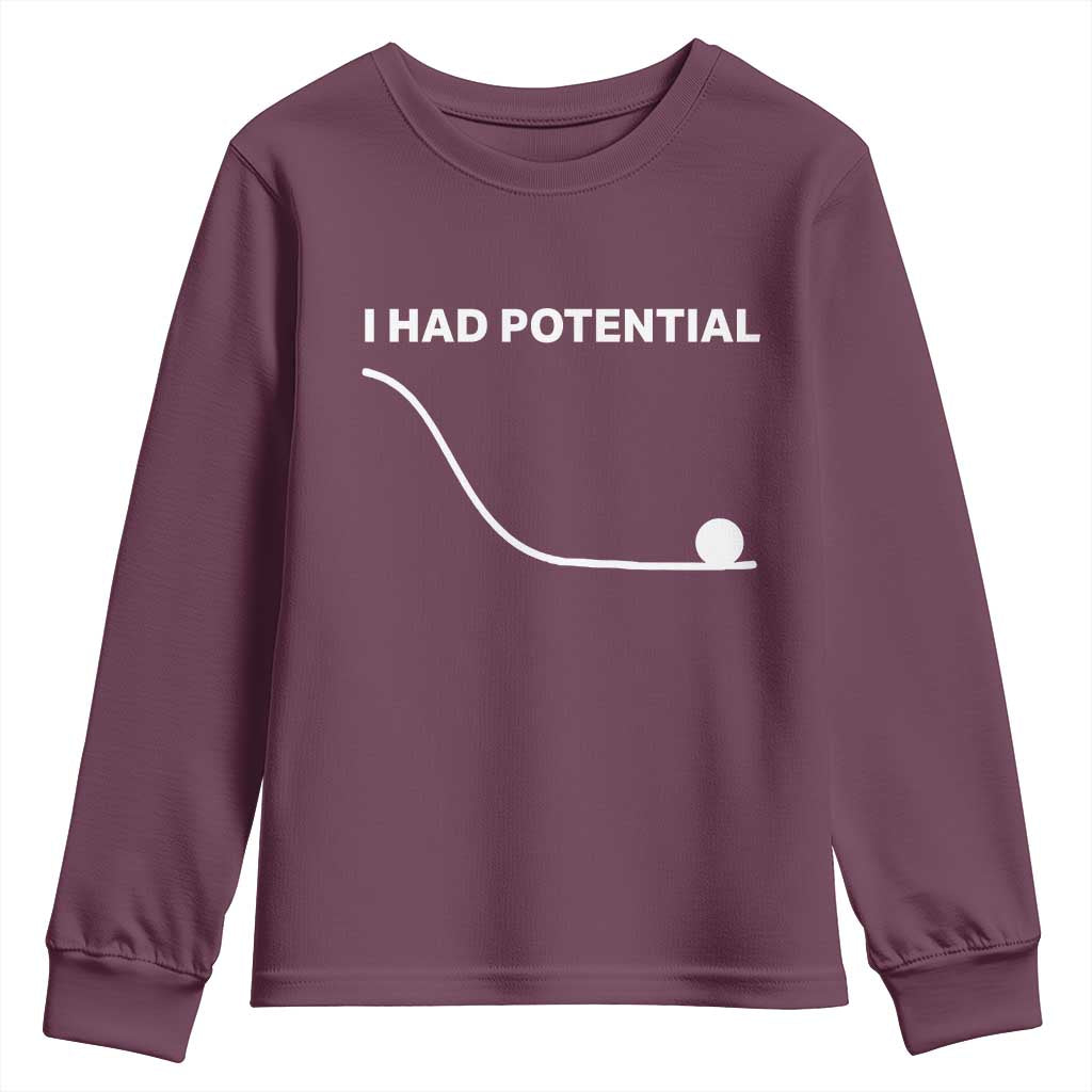 I Had Potential Youth Sweatshirt Funny Sci Fi TS10 Maroon Print Your Wear