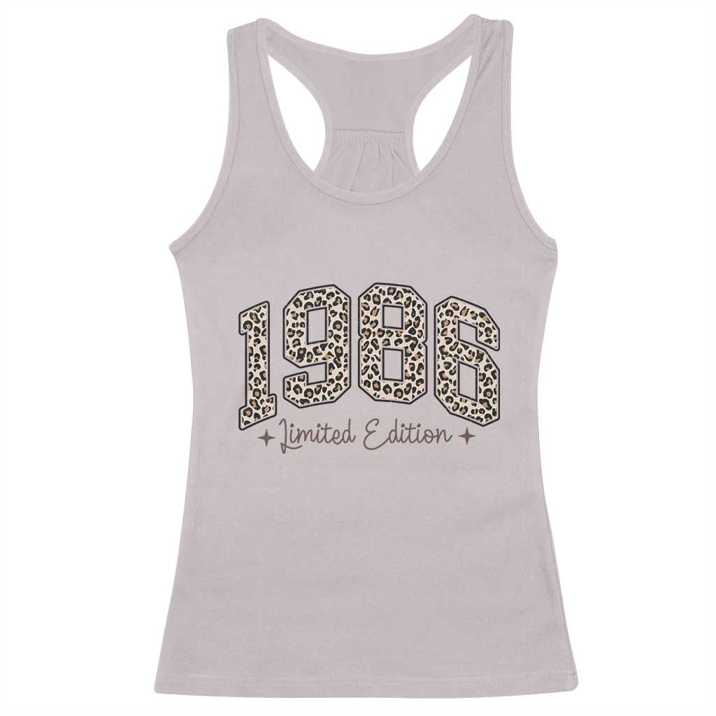 1986 Retro Birthday Racerback Tank Top 40 Year Old Leopard 40th Birthday Gifts For Women TS10 Ice Gray Print Your Wear