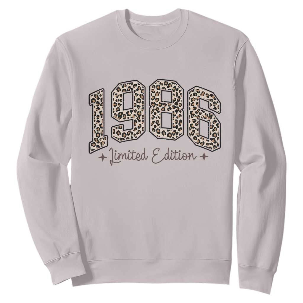 1986 Retro Birthday Sweatshirt 40 Year Old Leopard 40th Birthday Gifts For Women TS10 Ice Gray Print Your Wear