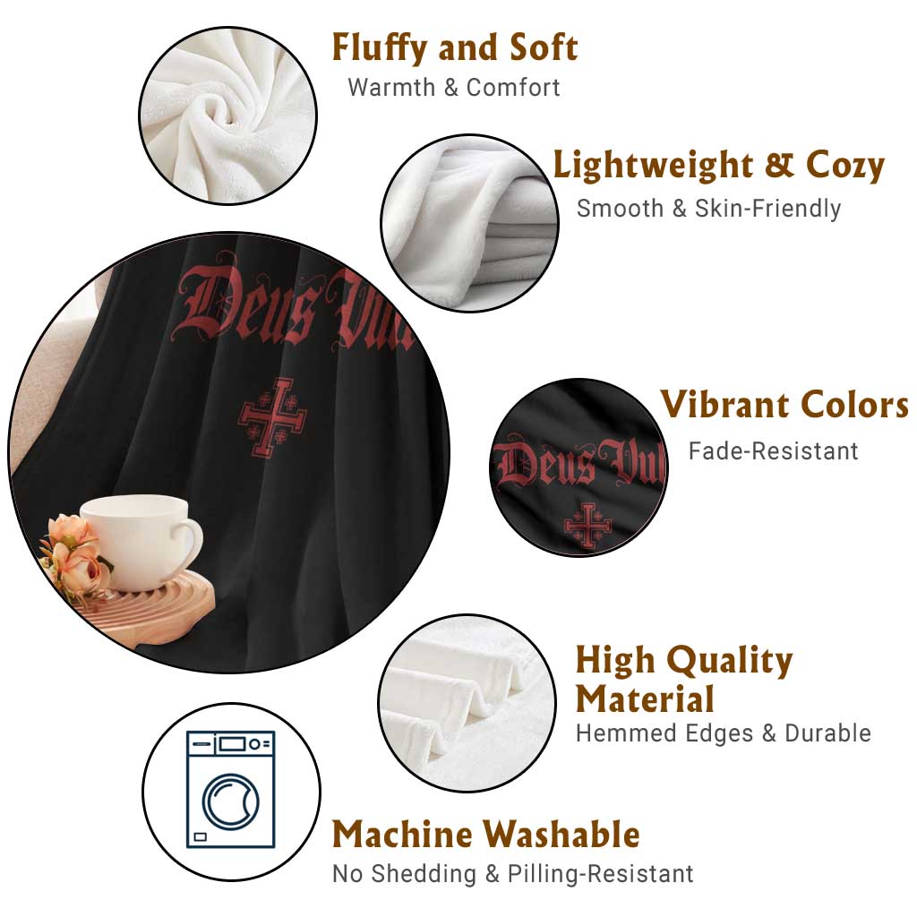 Catholic Knights Templar Cross Throw Blanket Crusader Deus Vult TS10 Print Your Wear