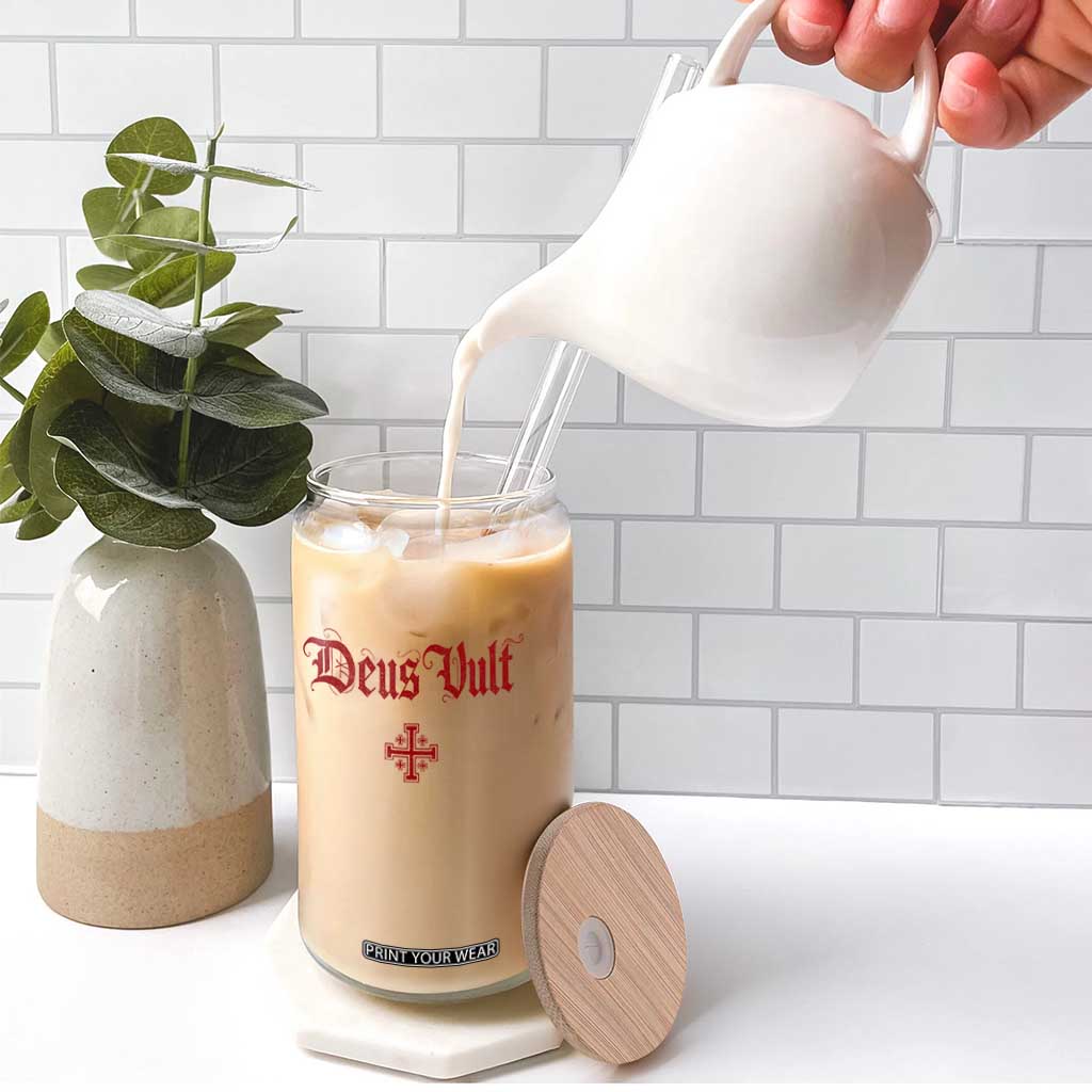 Catholic Knights Templar Cross Glass Can Crusader Deus Vult TS10 Print Your Wear